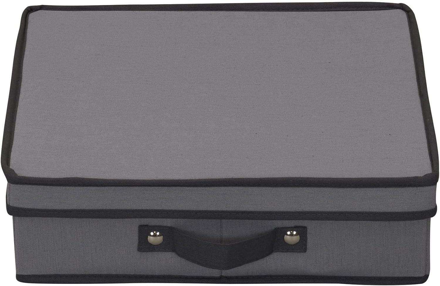 image:imageHousehold Essentials Holiday Charger Plate Storage Box Holds 12 Charger Plates with Felt Protectors Red Canvas with Green TrimGrey