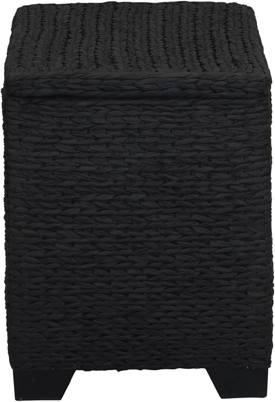 image:imageHousehold Essentials Large Curved Wicker Storage Chest with Liner Water Hyacinth NaturalBlack
