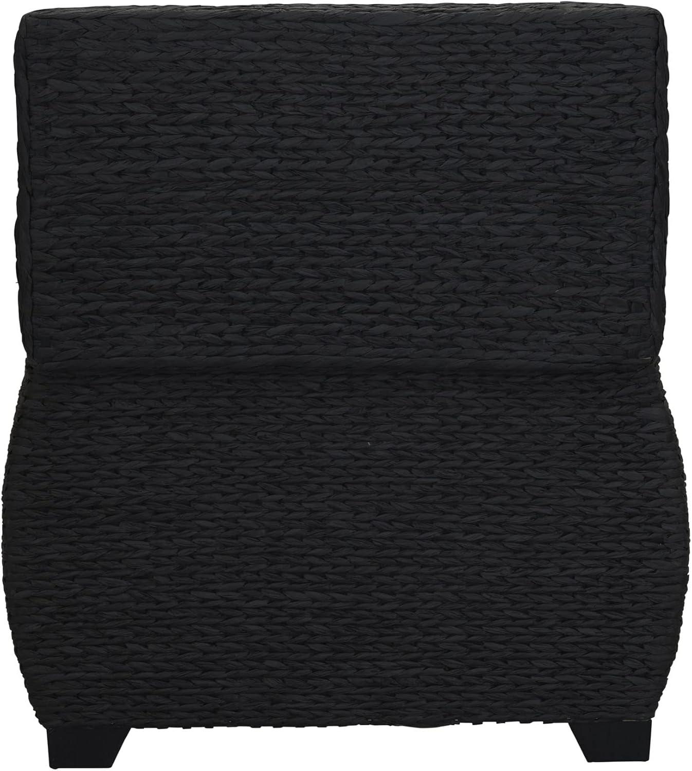 image:imageHousehold Essentials Large Curved Wicker Storage Chest with Liner Water Hyacinth NaturalBlack