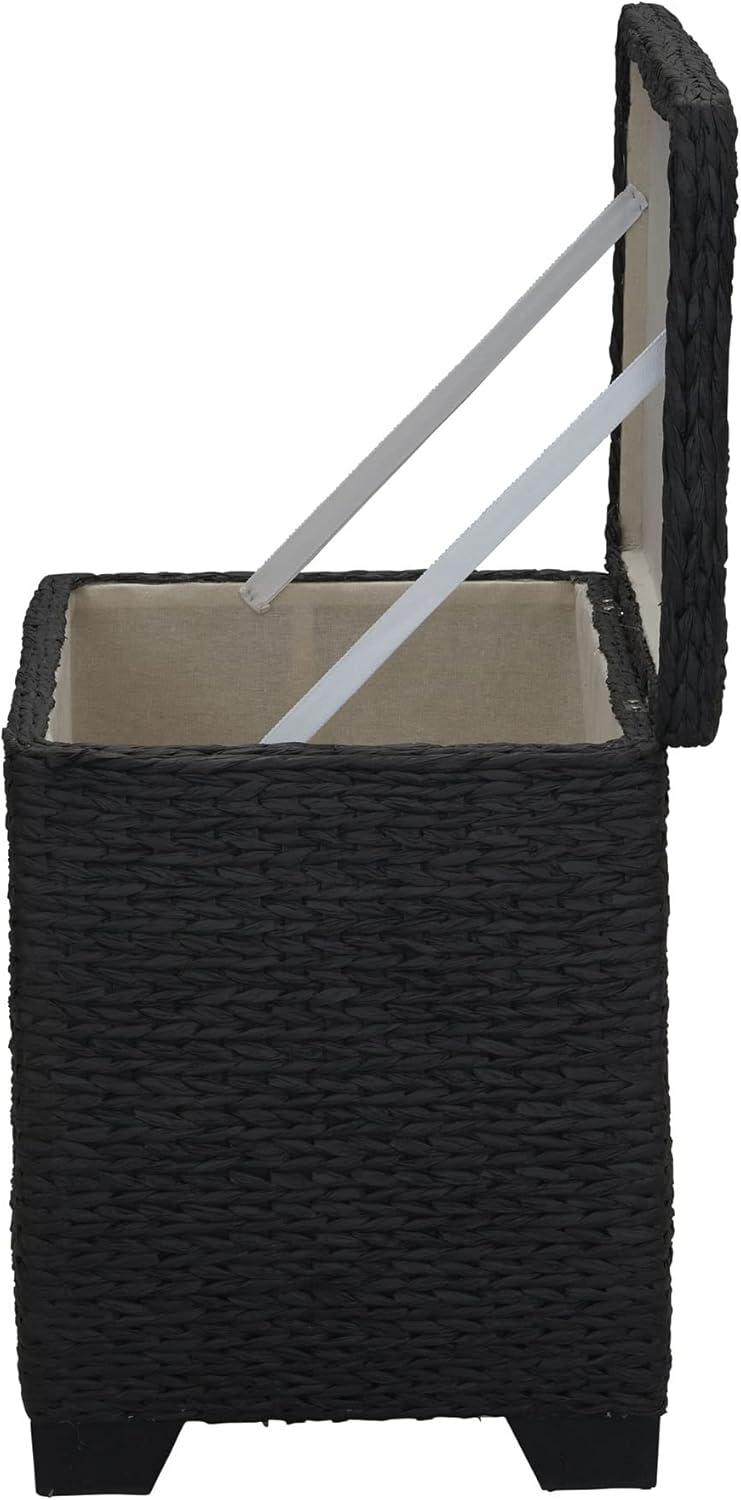 image:imageHousehold Essentials Large Curved Wicker Storage Chest with Liner Water Hyacinth NaturalBlack