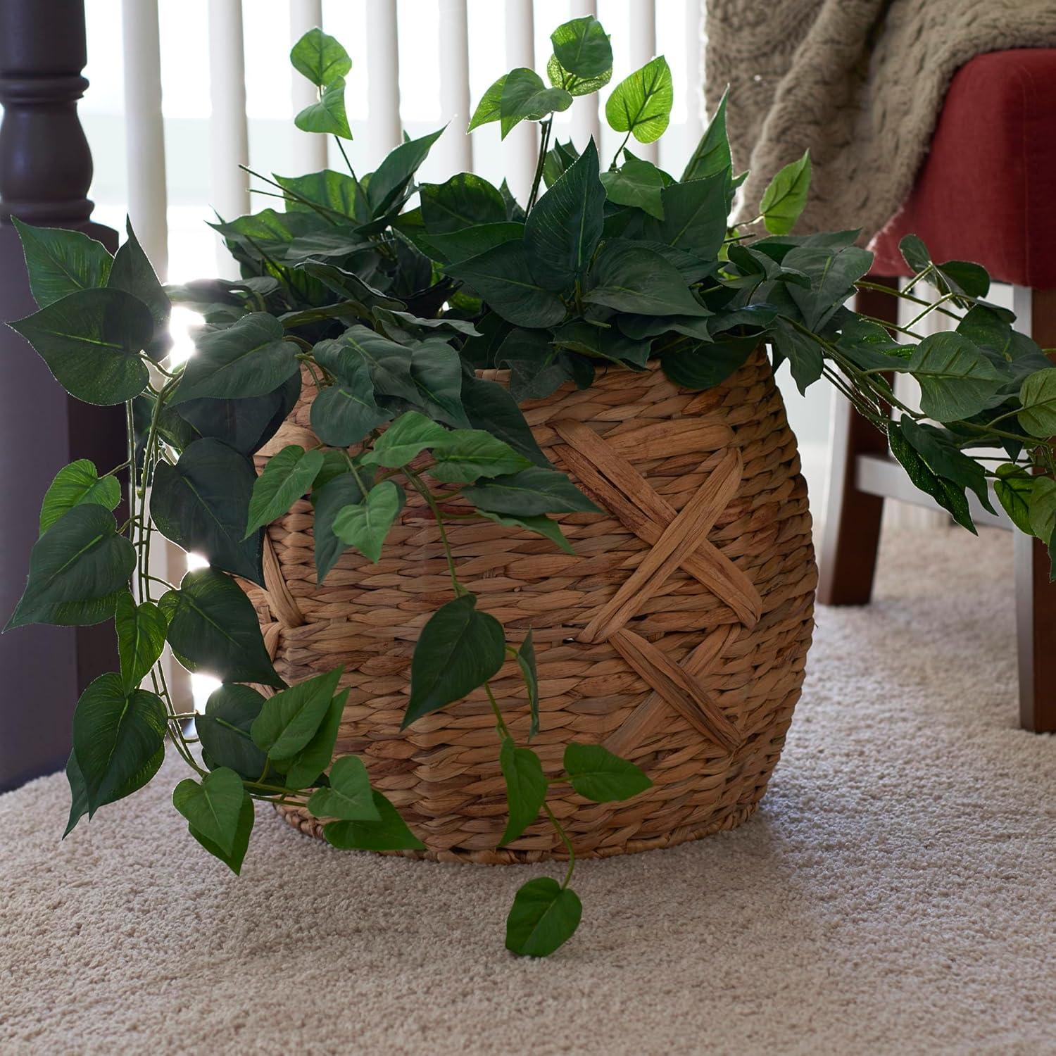 image:imageHousehold Essentials ML4112 Hyacinth Round Floor Basket XDesign Brown