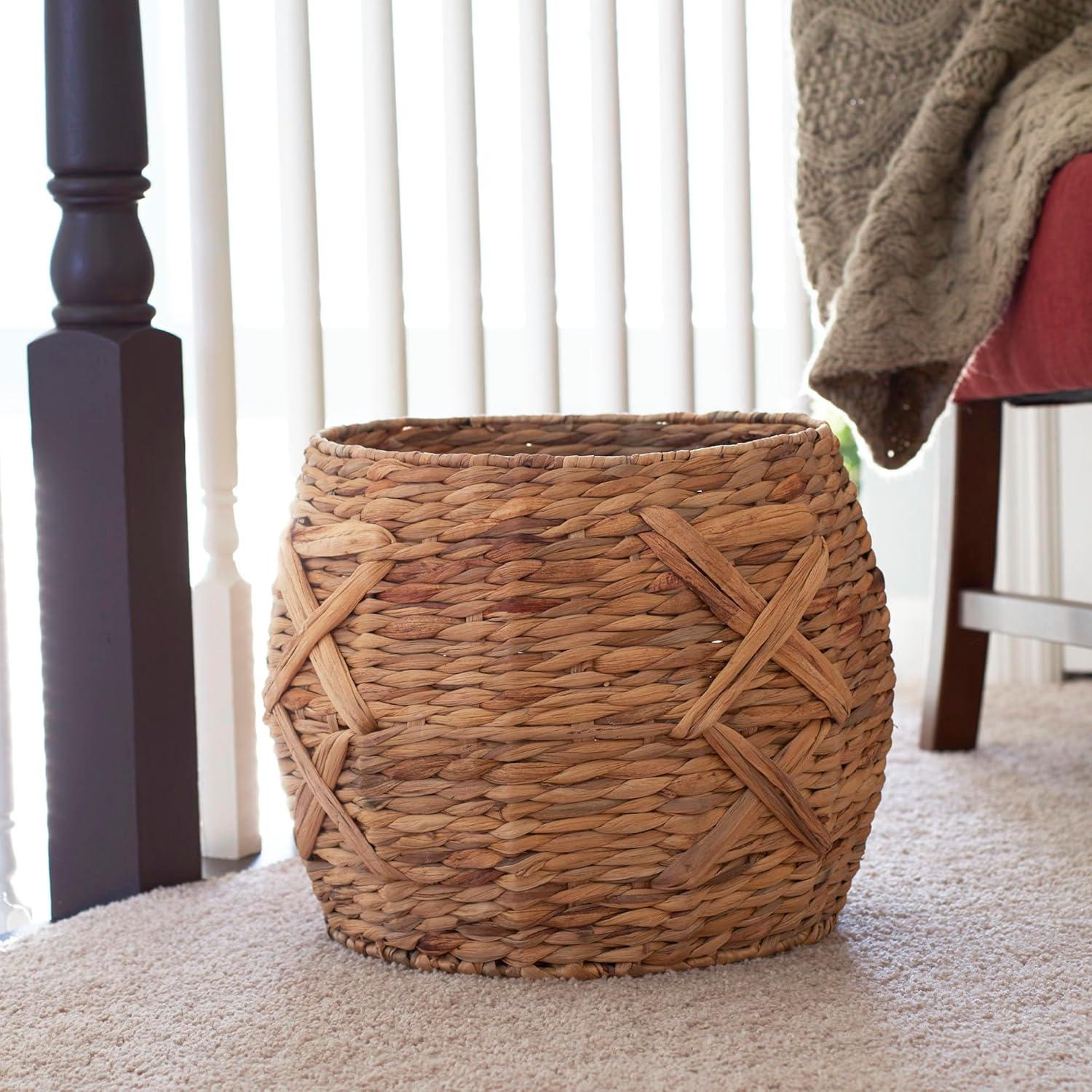 image:imageHousehold Essentials ML4112 Hyacinth Round Floor Basket XDesign Brown