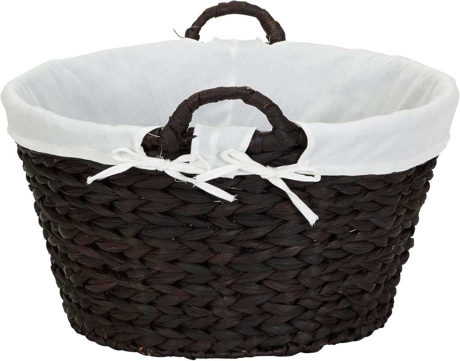 image:imageHousehold Essentials ML7267 Decorative Wicker Laundry Basket with Handles and Removable Liner GreyBrown Wicker