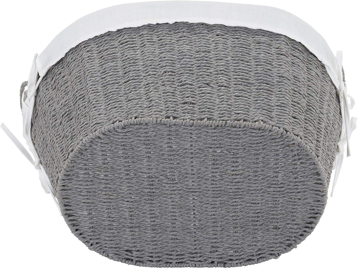 image:imageHousehold Essentials ML7267 Decorative Wicker Laundry Basket with Handles and Removable Liner GreyGray Paper Rope