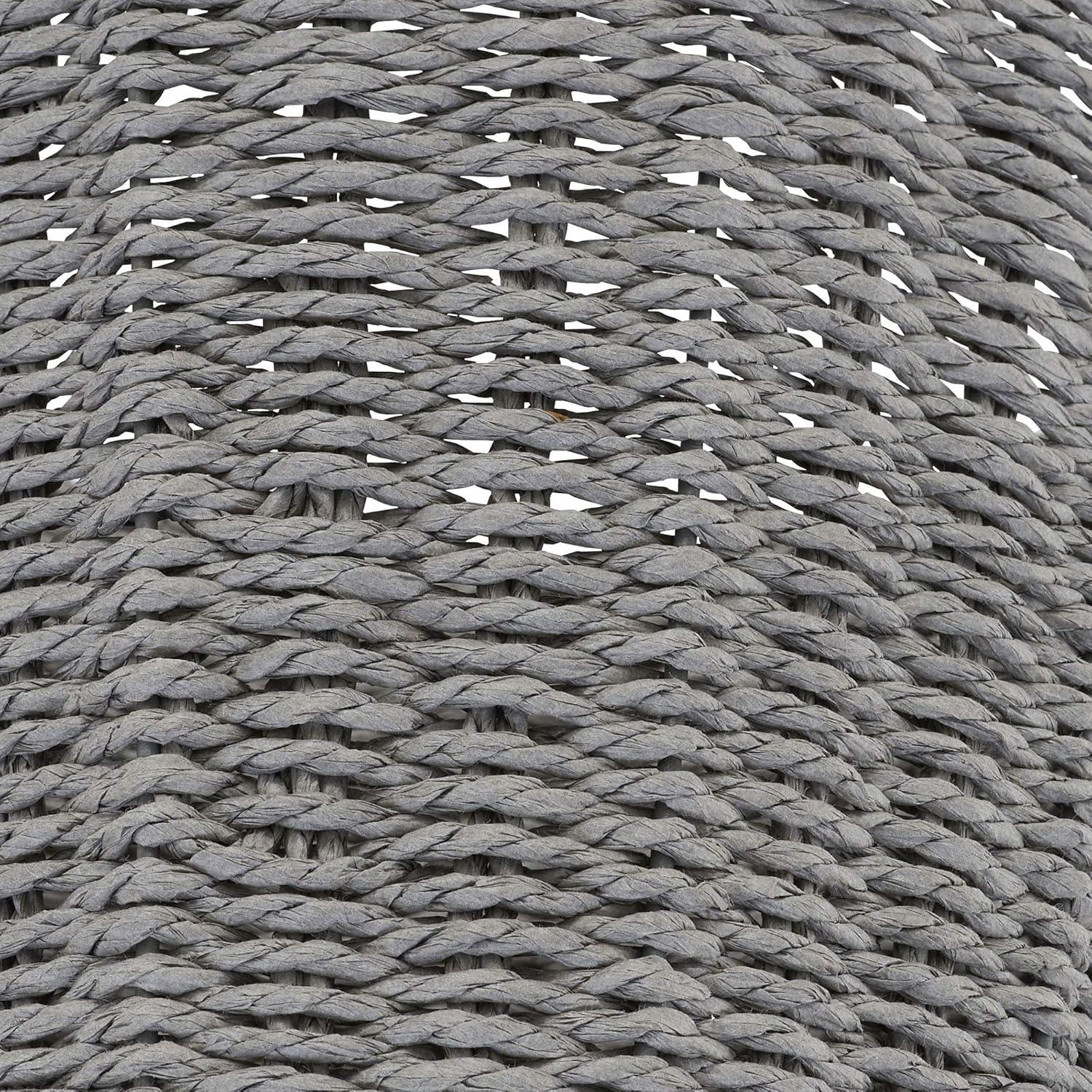 image:imageHousehold Essentials ML7267 Decorative Wicker Laundry Basket with Handles and Removable Liner GreyGray Paper Rope