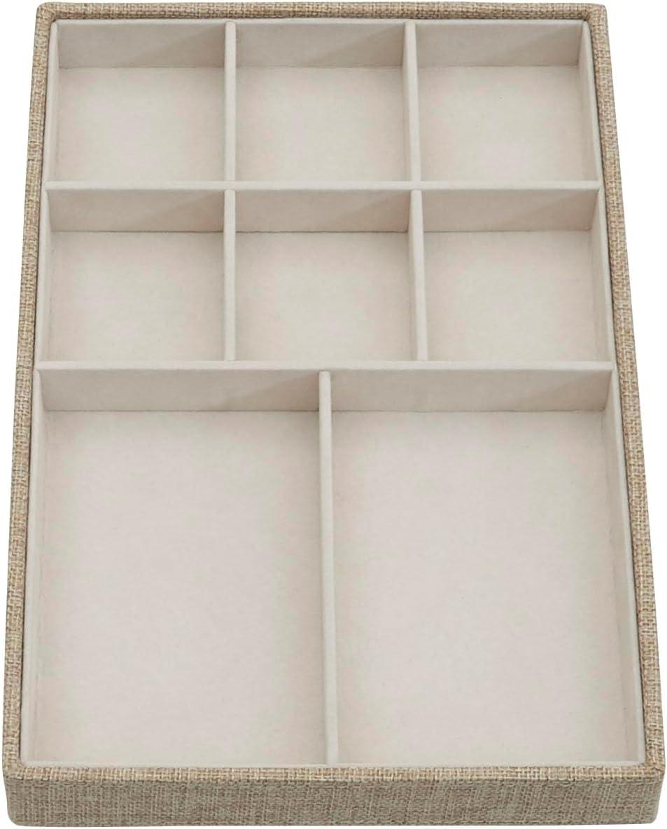 image:imageHousehold Essentials Stackable Jewelry Trays 3 Varieties Space for Necklaces Rings and Earrings Blended Canvas with Felt Interior Perfect for Drawers and Closet Shelves LatteLatte