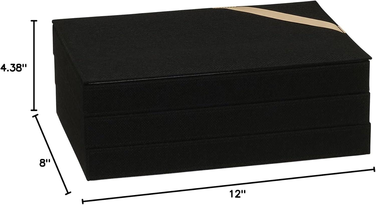 image:imageHousehold Essentials Stackable Jewelry Trays 3 Varieties Space for Necklaces Rings and Earrings Blended Canvas with Felt Interior Perfect for Drawers and Closet Shelves LatteBlack