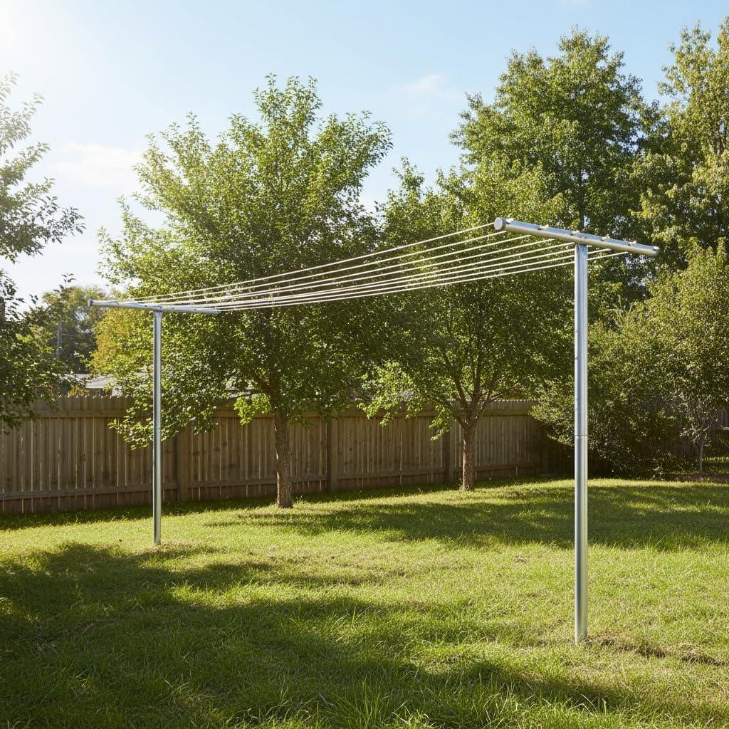 image:imageHousehold Essentials T20751 Galvanized Steel OnePiece Pole Clothesline TPostTPost