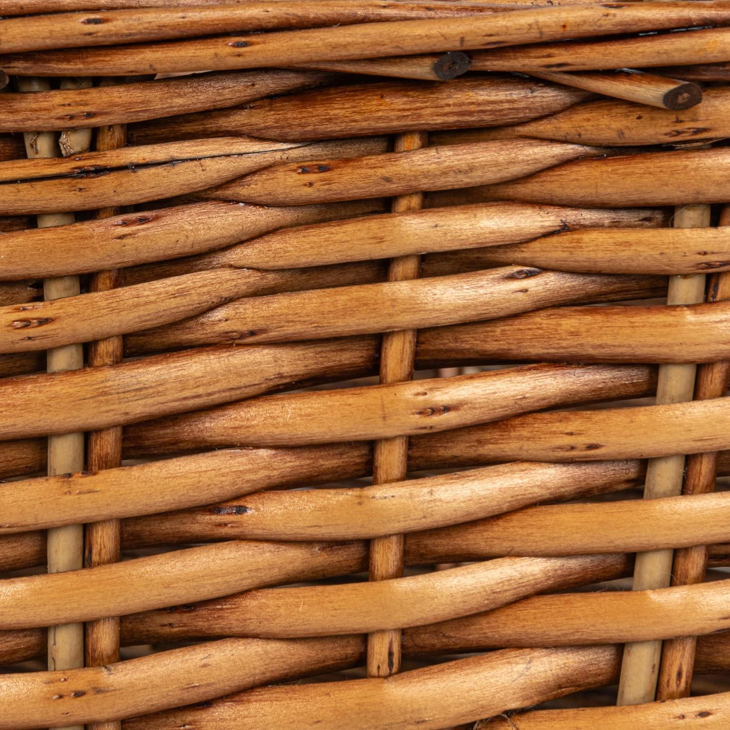 image:imageHousehold Essentials Woven Market Basket Handwoven Willow Weave Stylish Handles with Durable Metal Anchors Classic and Versatile Attractive Spacious Lightweight NaturalStained Brown