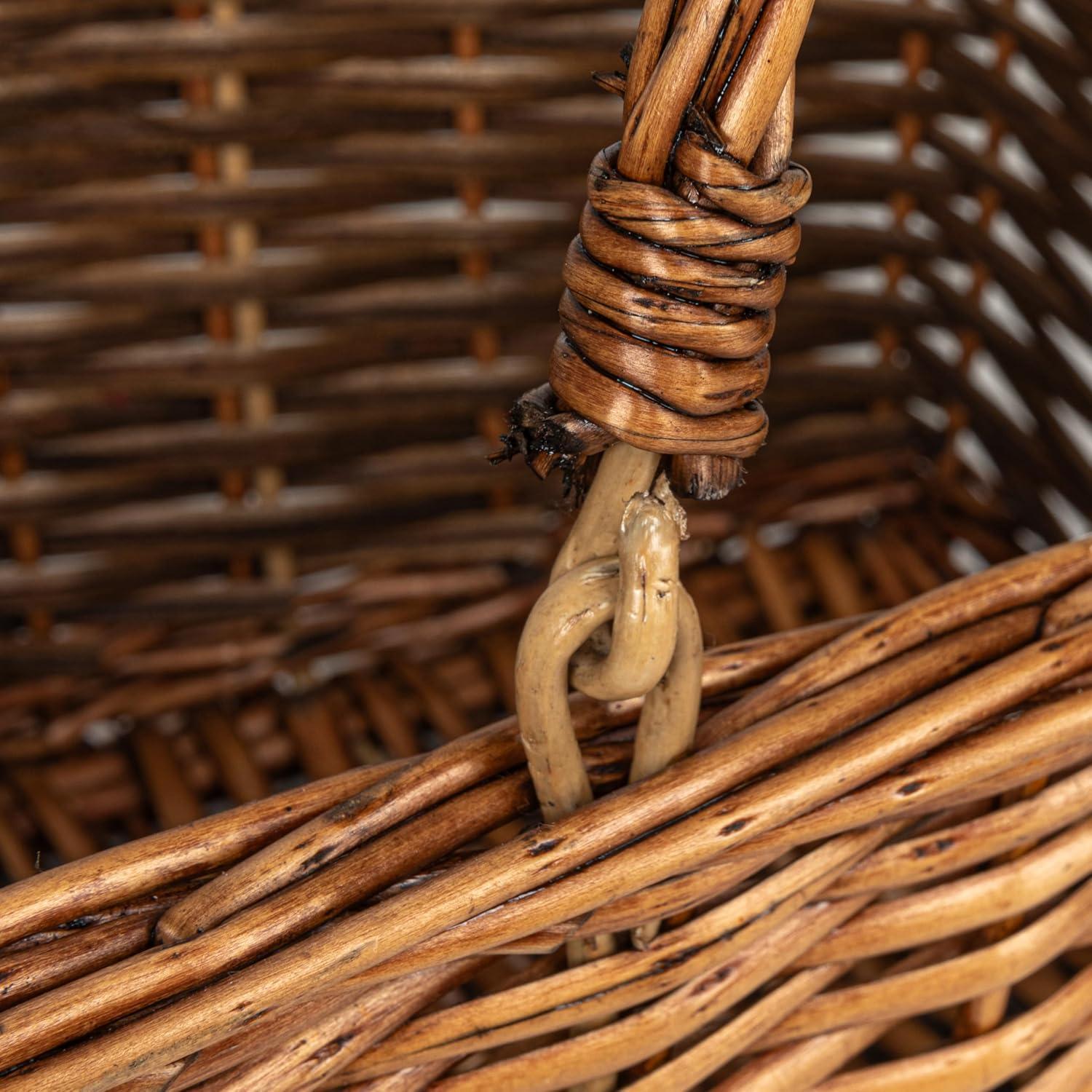 image:imageHousehold Essentials Woven Market Basket Handwoven Willow Weave Stylish Handles with Durable Metal Anchors Classic and Versatile Attractive Spacious Lightweight NaturalStained Brown