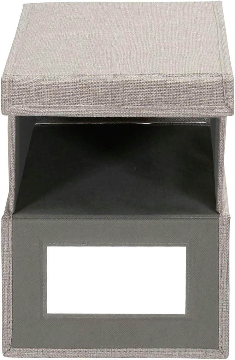 image:imageSmall Drop Front Shoe Box 2 Pack Shoe Organizer with Clear Front Panel Sturdy with Soft PolyBlended Linen Gray
