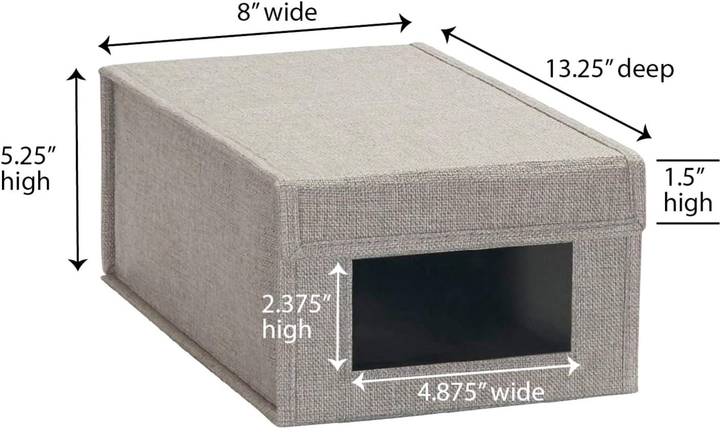image:imageSmall Drop Front Shoe Box 2 Pack Shoe Organizer with Clear Front Panel Sturdy with Soft PolyBlended Linen Gray