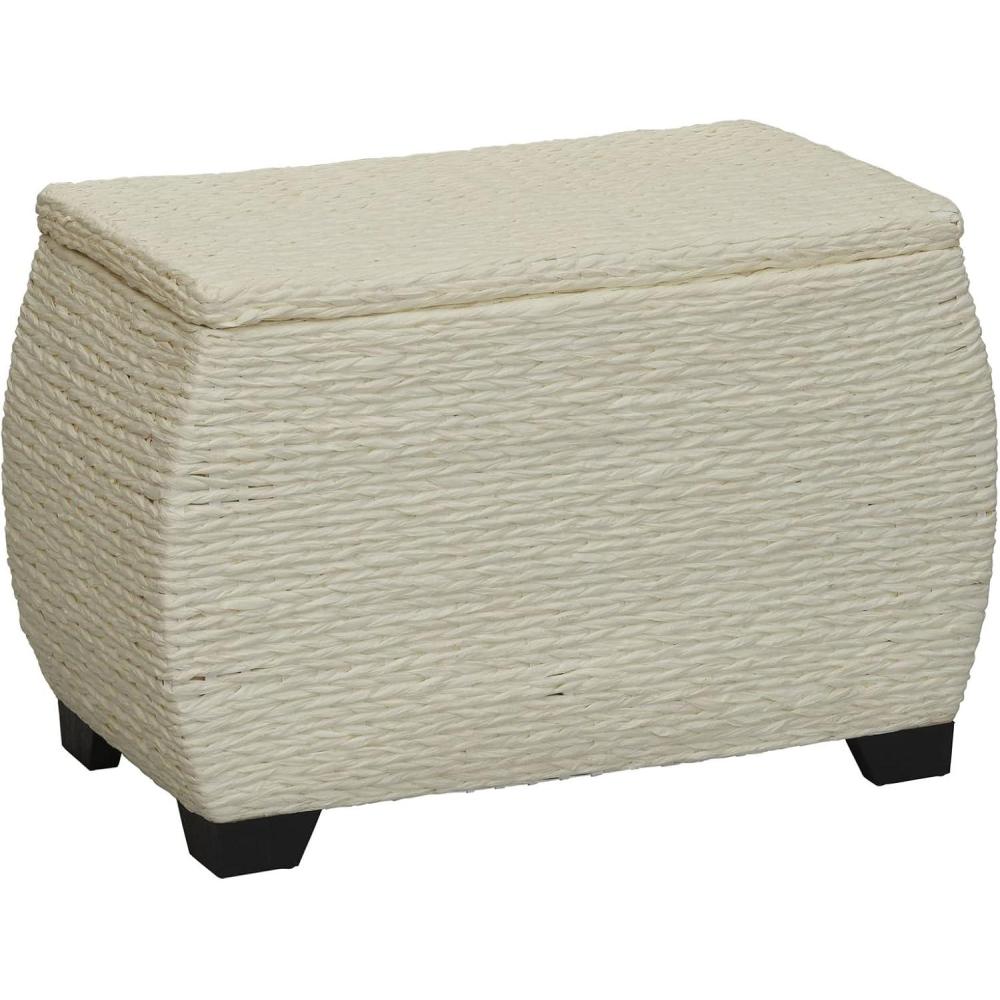 image:imageHousehold Essentials Large Curved Wicker Storage Chest with Liner Water Hyacinth NaturalCream