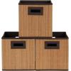 Household Essentials 3 Pack. Premium Fabric Storage Cubes(Bamboo Reed)