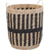 Household Essentials Cattail and Paper Pillar Basket, Natural and Black