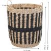 Household Essentials Cattail and Paper Pillar Basket, Natural and Black