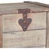 Household Essentials Decorative Trunk, Embossed Metal, Small, Chinese Fir Wood, Darkened Interior, Rope Handles, Flat and Fully Opening Lid, Handmade, Walnut and Almond Stain(Antiqued)
