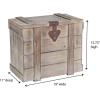 Household Essentials Decorative Trunk, Embossed Metal, Small, Chinese Fir Wood, Darkened Interior, Rope Handles, Flat and Fully Opening Lid, Handmade, Walnut and Almond Stain(Antiqued)