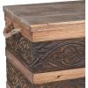 Household Essentials Decorative Trunk, Embossed Metal, Small, Chinese Fir Wood, Darkened Interior, Rope Handles, Flat and Fully Opening Lid, Handmade, Walnut and Almond Stain(Rustic Traditional)