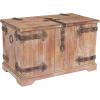 Household Essentials Decorative Trunk, Embossed Metal, Small, Chinese Fir Wood, Darkened Interior, Rope Handles, Flat and Fully Opening Lid, Handmade, Walnut and Almond Stain(Victorian)