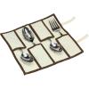 Household Essentials Flatware Storage Chest with Separate Serving Utensil Pouch | Natural Canvas with Brown Trim(Natural)