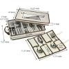 Household Essentials Flatware Storage Chest with Separate Serving Utensil Pouch | Natural Canvas with Brown Trim(Natural)
