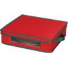 Household Essentials Holiday Charger Plate Storage Box, Holds 12 Charger Plates with Felt Protectors, Red Canvas with Green Trim(Red)