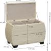 Household Essentials Large Curved Wicker Storage Chest with Liner | Water Hyacinth, Natural(Cream)