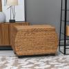 Household Essentials Large Curved Wicker Storage Chest with Liner | Water Hyacinth, Natural(Natural)