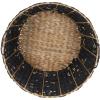 Household Essentials Large Round Woven Wicker Storage Basket with Handles | Black and Brown Geometic Design
