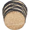 Household Essentials Large Round Woven Wicker Storage Basket with Handles | Black and Brown Geometic Design