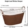 Household Essentials ML-7267 Decorative Wicker Laundry Basket with Handles and Removable Liner | Grey(Brown Paper Rope)