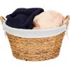 Household Essentials ML-7267 Decorative Wicker Laundry Basket with Handles and Removable Liner | Grey(Natural Water Hyacinth)