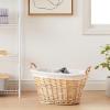 Household Essentials ML-7267 Decorative Wicker Laundry Basket with Handles and Removable Liner | Grey(Natural Wicker)
