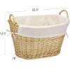 Household Essentials ML-7267 Decorative Wicker Laundry Basket with Handles and Removable Liner | Grey(Natural Wicker)