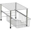 Household Essentials Silver 1239-1 Free Standing Pull Out Cabinet Organizer Shelf | Double, 16.5″ Deep(1 Basket)