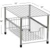 Household Essentials Silver 1239-1 Free Standing Pull Out Cabinet Organizer Shelf | Double, 16.5″ Deep(1 Basket)