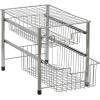 Household Essentials Silver 1239-1 Free Standing Pull Out Cabinet Organizer Shelf | Double, 16.5″ Deep(2 Basket)