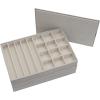Household Essentials Stackable Jewelry Trays, 3 Varieties, Space for Necklaces, Rings and Earrings, Blended Canvas with Felt Interior, Perfect for Drawers and Closet Shelves, Latte(White)