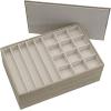 Household Essentials Stackable Jewelry Trays, 3 Varieties, Space for Necklaces, Rings and Earrings, Blended Canvas with Felt Interior, Perfect for Drawers and Closet Shelves, Latte(Latte)