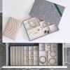 Household Essentials Stackable Jewelry Trays, 3 Varieties, Space for Necklaces, Rings and Earrings, Blended Canvas with Felt Interior, Perfect for Drawers and Closet Shelves, Latte(Graphite)