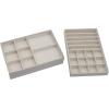 Household Essentials Stackable Jewelry Trays, 3 Varieties, Space for Necklaces, Rings and Earrings, Blended Canvas with Felt Interior, Perfect for Drawers and Closet Shelves, Latte(White)