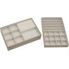 Household Essentials Stackable Jewelry Trays, 3 Varieties, Space for Necklaces, Rings and Earrings, Blended Canvas with Felt Interior, Perfect for Drawers and Closet Shelves, Latte(Latte)