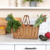 Household Essentials Woven Market Basket, Handwoven Willow Weave, Stylish Handles with Durable Metal Anchors, Classic and Versatile, Attractive, Spacious, Lightweight, Natural(Stained Brown)