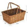 Household Essentials Woven Market Basket, Handwoven Willow Weave, Stylish Handles with Durable Metal Anchors, Classic and Versatile, Attractive, Spacious, Lightweight, Natural(Stained Brown)