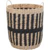 Household Essentials Cattail and Paper Pillar Basket, Natural and Black