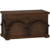 Household Essentials Decorative Trunk, Embossed Metal, Small, Chinese Fir Wood, Darkened Interior, Rope Handles, Flat and Fully Opening Lid, Handmade, Walnut and Almond Stain(Arch)