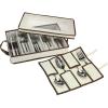 Household Essentials Flatware Storage Chest with Separate Serving Utensil Pouch | Natural Canvas with Brown Trim(Natural)