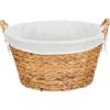 Household Essentials ML-7267 Decorative Wicker Laundry Basket with Handles and Removable Liner | Grey(Natural Water Hyacinth)