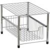 Household Essentials Silver 1239-1 Free Standing Pull Out Cabinet Organizer Shelf | Double, 16.5″ Deep(1 Basket)